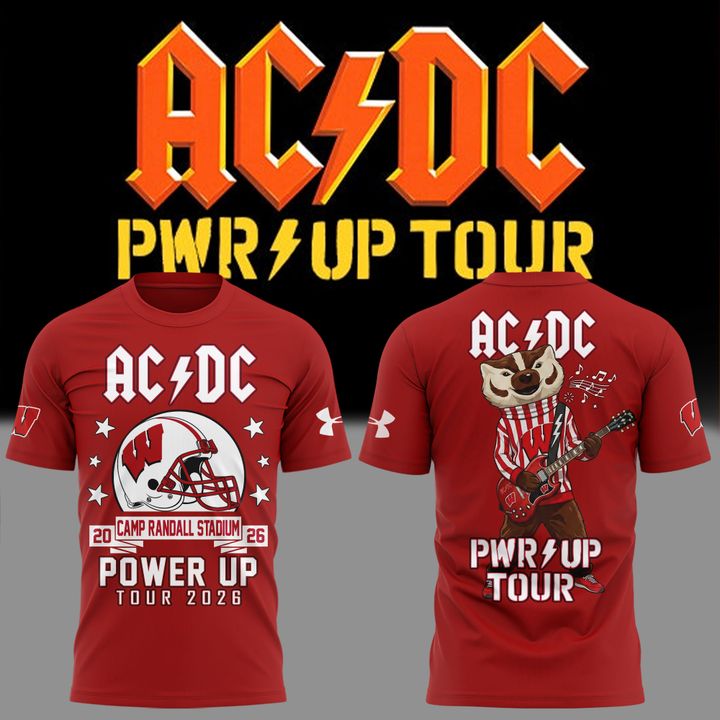 01. AC/DC x Wisconsin Badgers Football - Power Up Tour 2026 T-Shirt