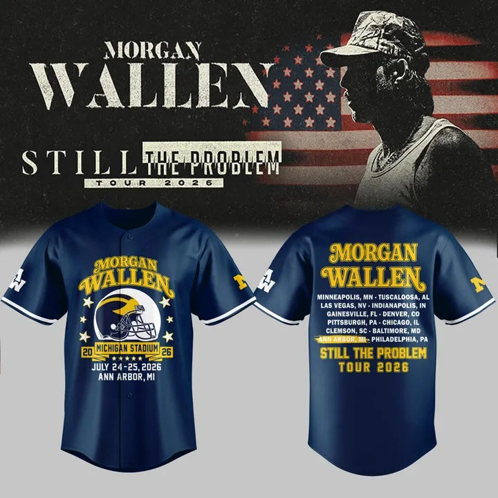 ...Morgan Wallen x Michigan Football Still The Problem Tour 2026 Limited Jersey NN v3