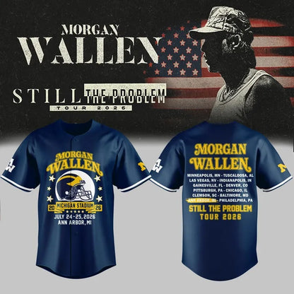 ...Morgan Wallen x Michigan Football Still The Problem Tour 2026 Limited Jersey NN v3