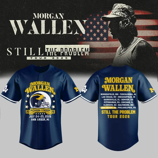 ...Morgan Wallen x Michigan Football Still The Problem Tour 2026 Limited Jersey NN v3