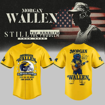 ...Morgan Wallen x Michigan Football Still The Problem Tour 2026 Limited Jersey NN v2