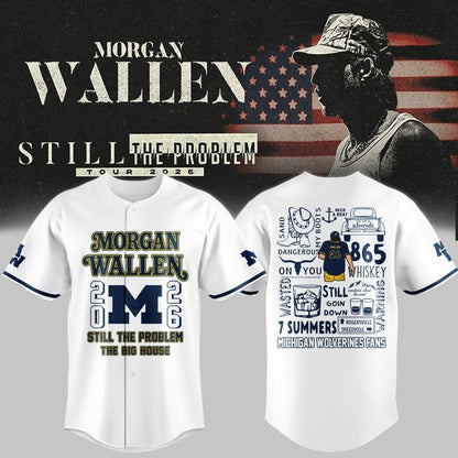 ...Morgan Wallen x Michigan Football Still The Problem Tour 2026 Limited Jersey NN v6