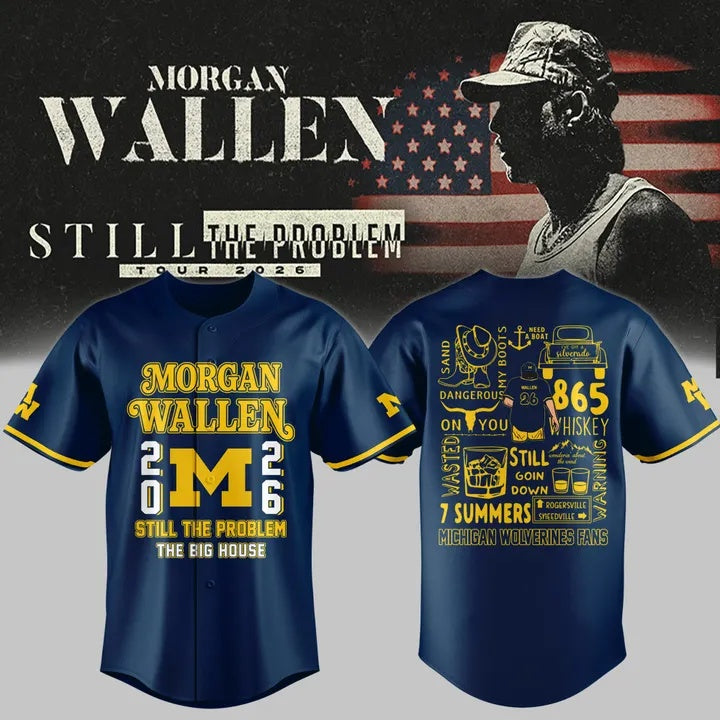 ...Morgan Wallen x Michigan Football Still The Problem Tour 2026 Limited Jersey NN v5