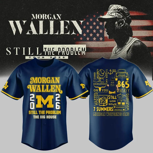...Morgan Wallen x Michigan Football Still The Problem Tour 2026 Limited Jersey NN v5