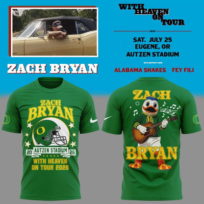 03. New Shirt Zach Bryan x Oregon Football - With Heaven On Tour 2026 T-Shirt