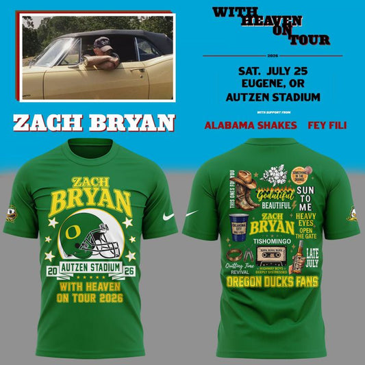 06. Zach Bryan x Oregon Football - With Heaven On Tour 2026 T-Shirt