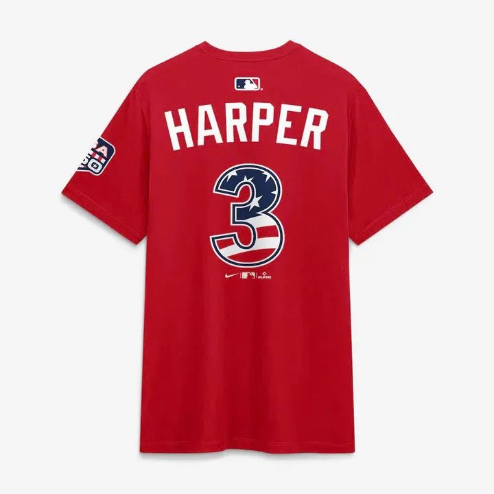2026 All-Star Game Men's National League Bryce Harper Nike Red Name &amp; Number T-Shirt