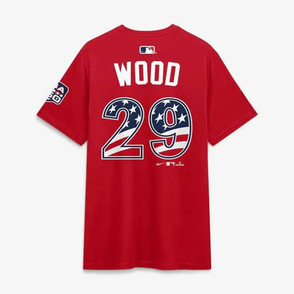 2026 All-Star Game Men's National League James Wood Nike Red Name &amp; Number T-Shirt