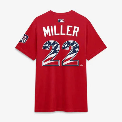 2026 All-Star Game Men's National League Mason Miller Nike Red Name &amp; Number T-Shirt