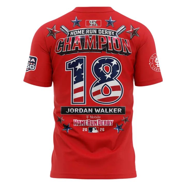 2026 All-Star Game Men's National League Jordan Walker Nike Red Home Run Derby Champion Name &amp; Number T-Shirt