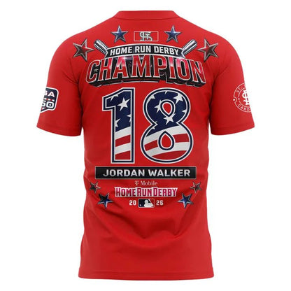 2026 All-Star Game Men's National League Jordan Walker Nike Red Home Run Derby Champion Name &amp; Number T-Shirt