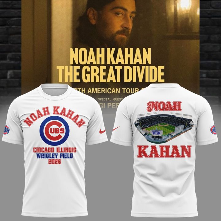 03.06. White Shirt Noah Kahan x Chicago Cubs - The Great Divide Tour 2026 T-Shirt