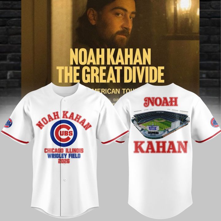 04.02. White Jersey Noah Kahan x Chicago Cubs - The Great Divide Tour 2026 Baseball Jersey