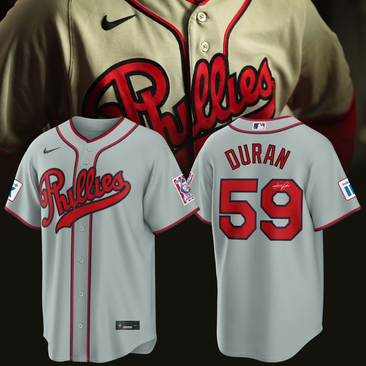 Jhoan Duran Philadelphia Phillies Nike 2026 Field of Dreams Stadium Jersey - Gray - Signature