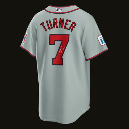 Trea Turner Philadelphia Phillies Nike 2026 Field of Dreams Stadium Jersey - Gray - Signature