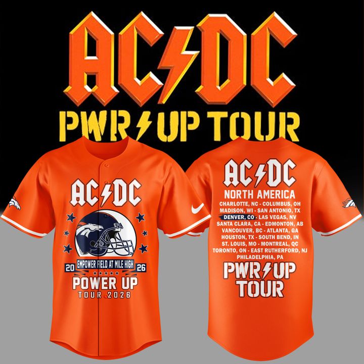 10. Perfect Shirt AC/DC x Denver Broncos - Power Up Tour 2026 Jersey
