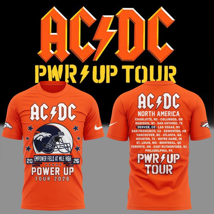 14. Special Shirt AC/DC x Denver Broncos - Power Up Tour 2026 T-Shirt
