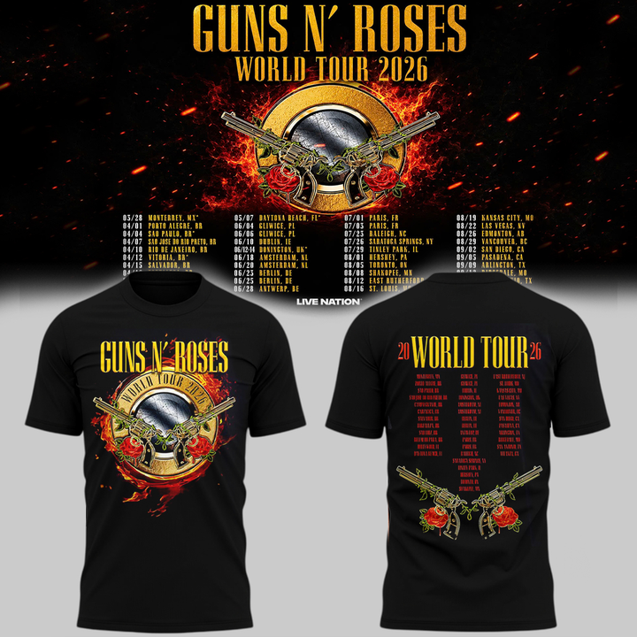 03. Exclusive Guns N' Roses x NC State Football - World Tour 2026 T-Shirt