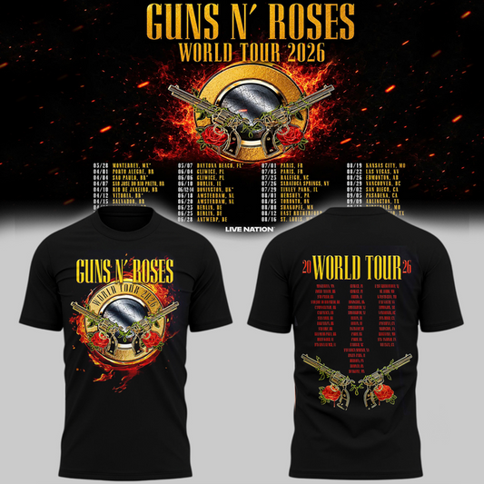 03. Exclusive Guns N' Roses x NC State Football - World Tour 2026 T-Shirt