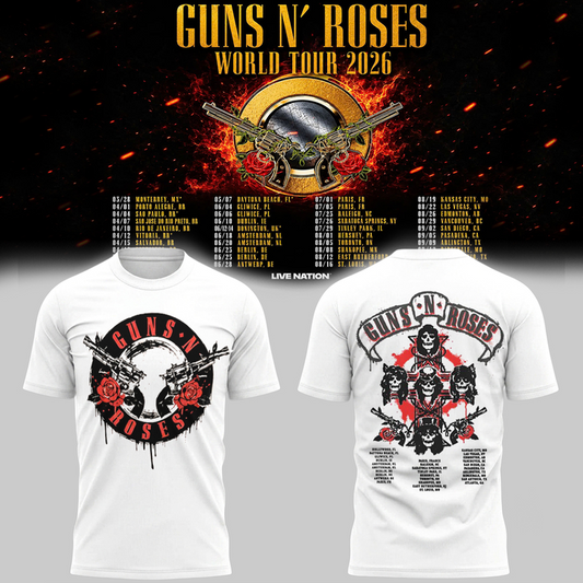 10. White Shirt Guns N' Roses x NC State Football - World Tour 2026 T-Shirt