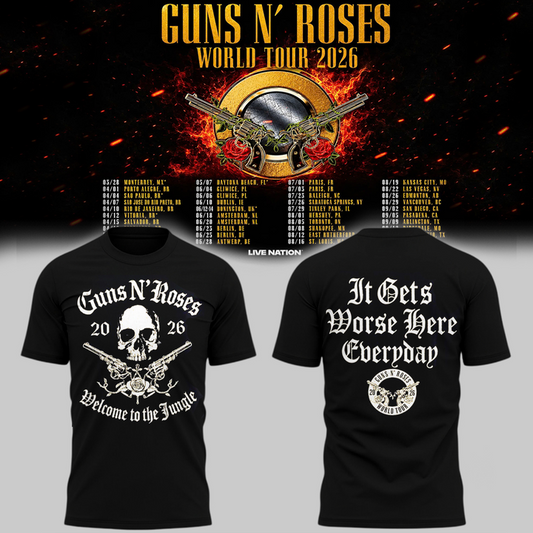 06. Black Shirt Guns N' Roses x NC State Football - World Tour 2026 T-Shirt