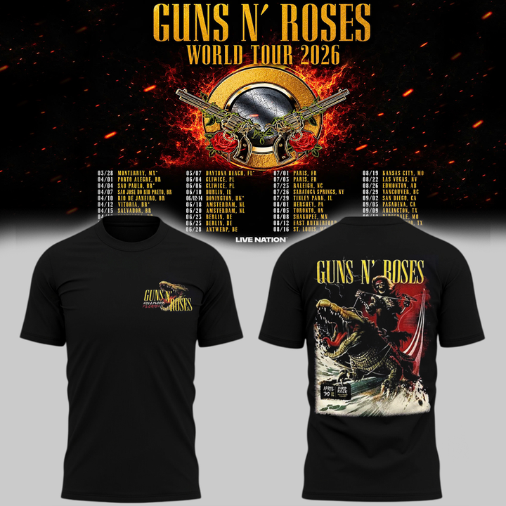 02. Black Shirt NC State Football x Guns N' Roses - World Tour 2026 T-Shirt