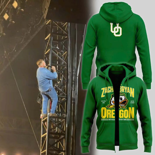 Special 2026 Zach Bryan x Oregon Ducks Zip Hoodie - Green