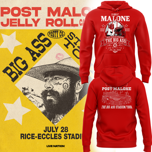 Limited Edition Post Malone x Utah Utes Rice-Eccles Stadium Tour 2026 hoodie