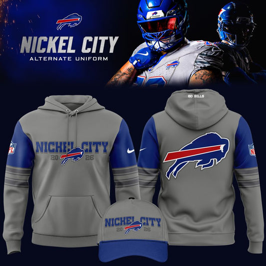 Gray Blue Buffalo Bills Nickel City Game Hoodie