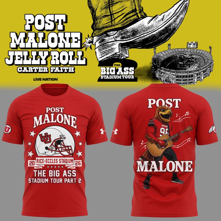 01. Post Malone x Utah Football - THE BIG ASS Stadium Tour Part 2 T-Shirt