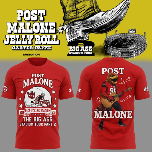 01. Post Malone x Utah Football - THE BIG ASS Stadium Tour Part 2 T-Shirt