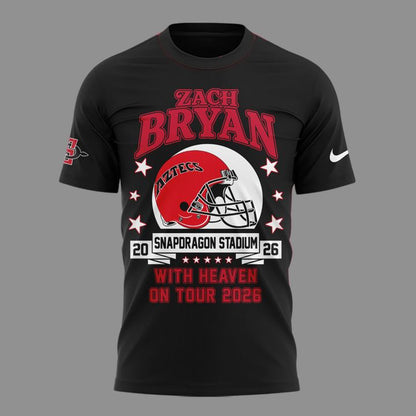 01.06. Black Shirt Zach Bryan x San Diego State Football - With Heaven On Tour 2026 T-Shirt
