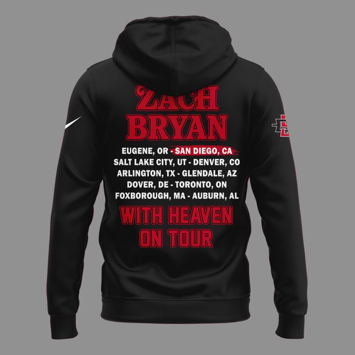 02. New Hoodie Zach Bryan x San Diego State Football - With Heaven On Tour 2026 Hoodie (Copy)