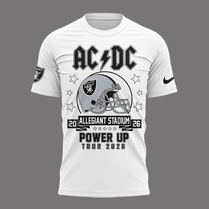 01.03. White Shirt AC/DC x Las Vegas Raiders - Power Up Tour 2026 T-Shirt