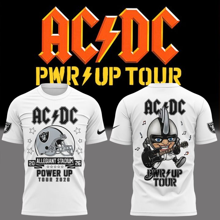 01.03. White Shirt AC/DC x Las Vegas Raiders - Power Up Tour 2026 T-Shirt