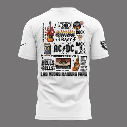 02.10. Exclusive White AC/DC x Las Vegas Raiders - Power Up Tour 2026 T-Shirt