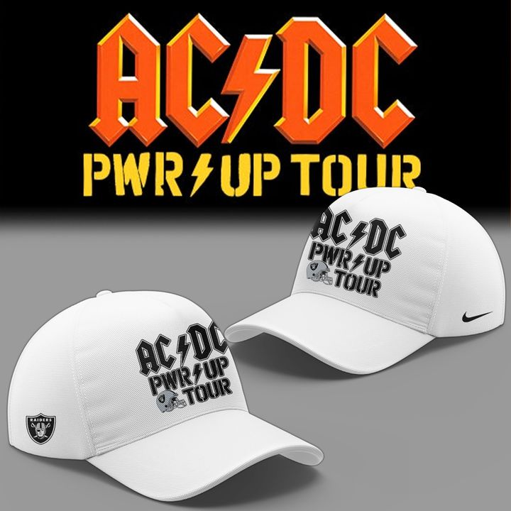 02.10. Exclusive White AC/DC x Las Vegas Raiders - Power Up Tour 2026 T-Shirt