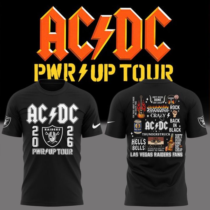 02.06. Perfect Black AC/DC x Las Vegas Raiders - Power Up Tour 2026 T-Shirt