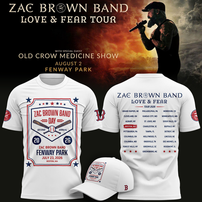 Zac Brown Band X Boston Red Sox -Love & Fear Tour 2026 Tshirt