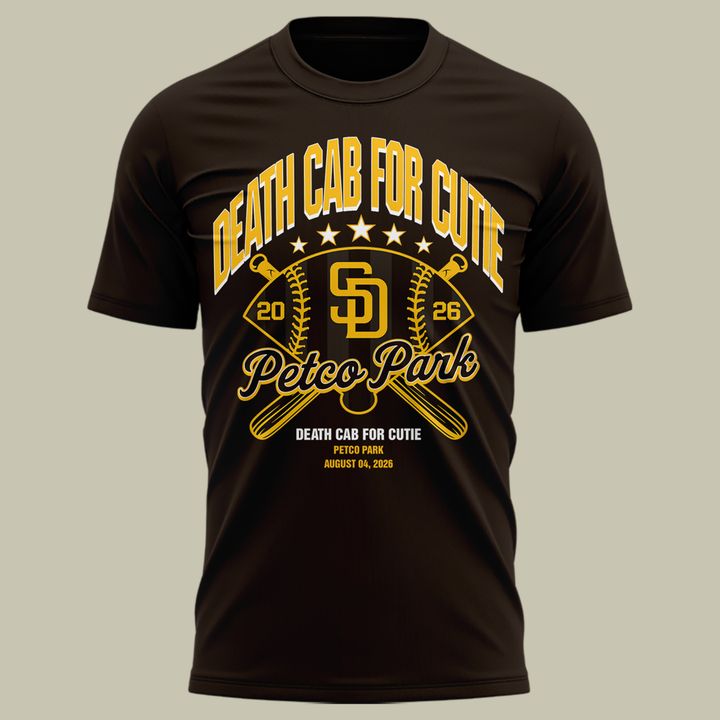 Death Cab for Cutie: I Built You A Tower World Tour x San Diego Padres Brown Tshirt