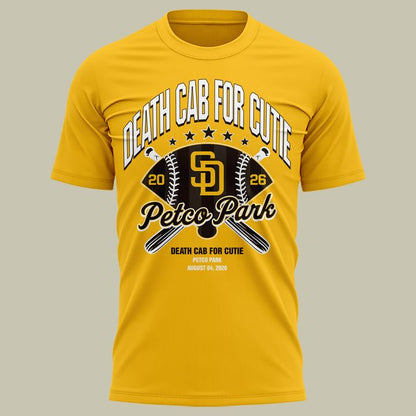 Death Cab for Cutie: I Built You A Tower World Tour x San Diego Padres Yellow Tshirt