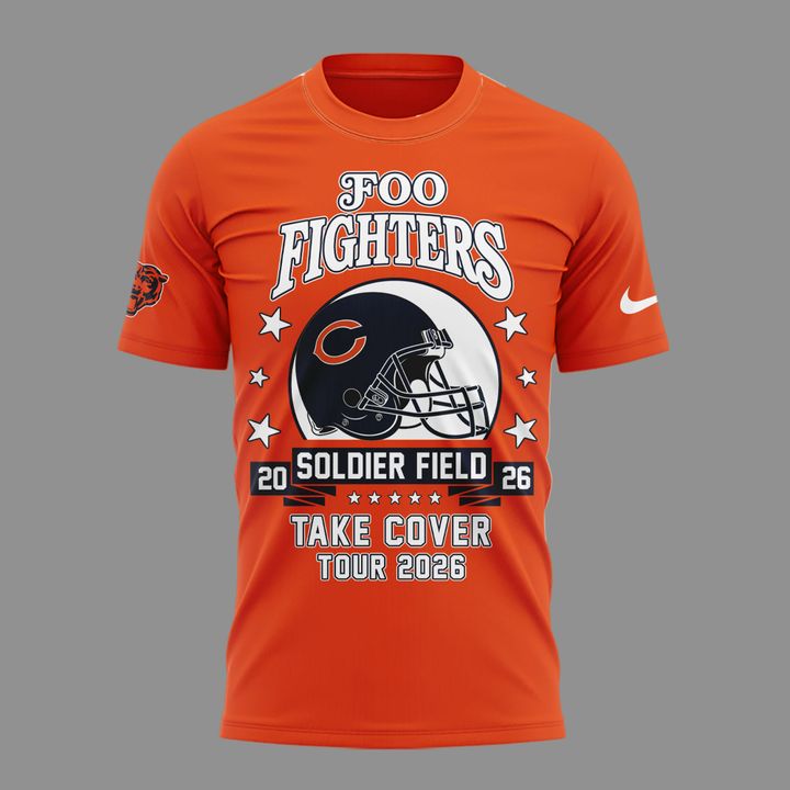 07.10. Orange Shirt Chicago Bears x Foo Fighters - Take Cover Tour 2026 T-Shirt