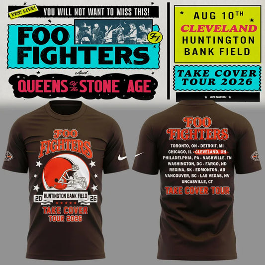 Foo Fighters TAKE COVER TOUR 2026 x Cleveland Browns Tshirt