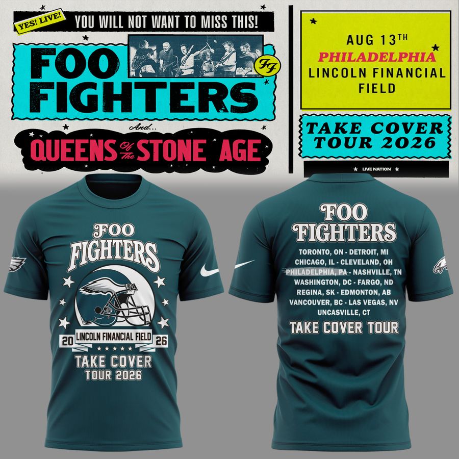 Newest Shirt Foo Fighters x Philadelphia Eagles - Take Cover Tour 2026 T-Shirt