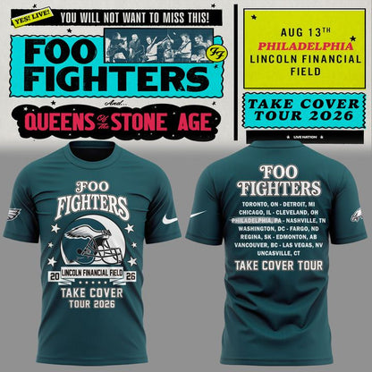 01. Newest Shirt Foo Fighters x Philadelphia Eagles - Take Cover Tour 2026 T-Shirt