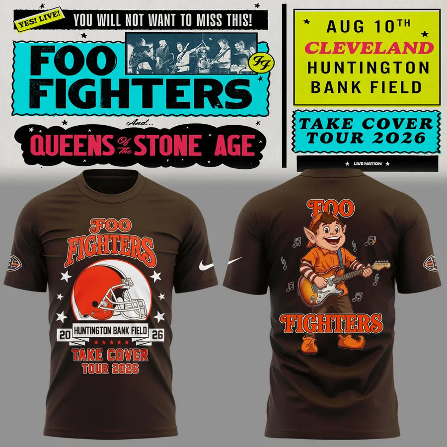 Foo Fighters TAKE COVER TOUR 2026 x Cleveland Browns Tshirt