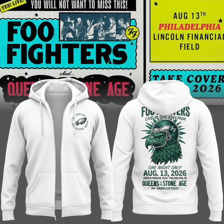 Exclusive Version Foo Fighters x Philadelphia Eagles ZipHoodie