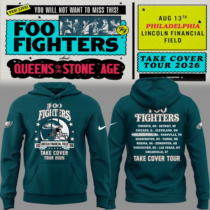 02.25. Limited Edition Foo Fighters x Philadelphia Eagles - Take Cover Tour 2026 Hoodie