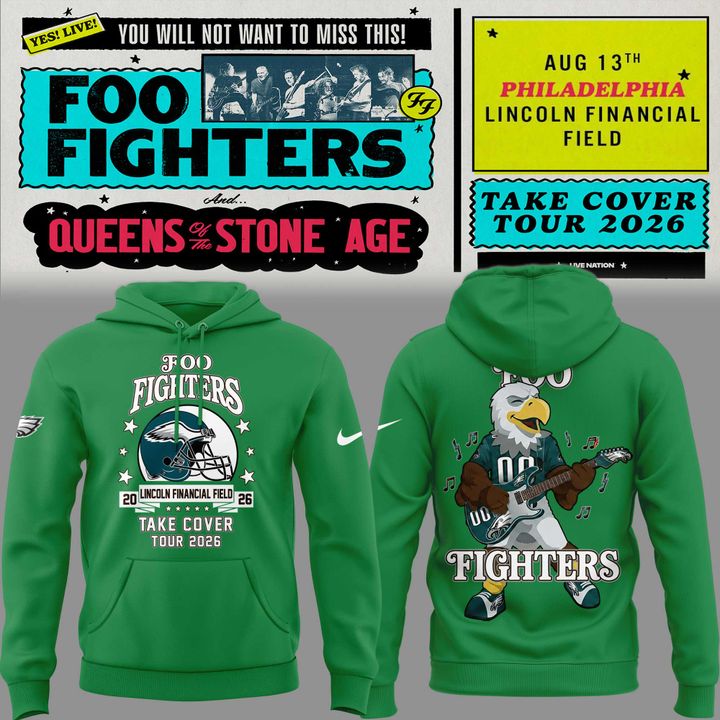 02.40. Special 2026 Foo Fighters x Philadelphia Eagles - Take Cover Tour 2026 Hoodie