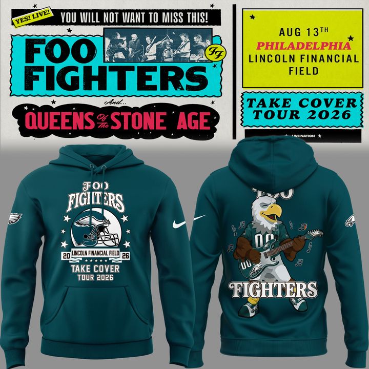 02.43. Perfect Edition Foo Fighters x Philadelphia Eagles - Take Cover Tour 2026 Hoodie